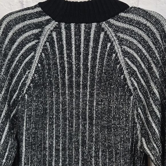 INC Men's Sweater NWT Cable Knit Black & White Ribbed Stripe Pullover Mock Neck - Picture 9 of 11